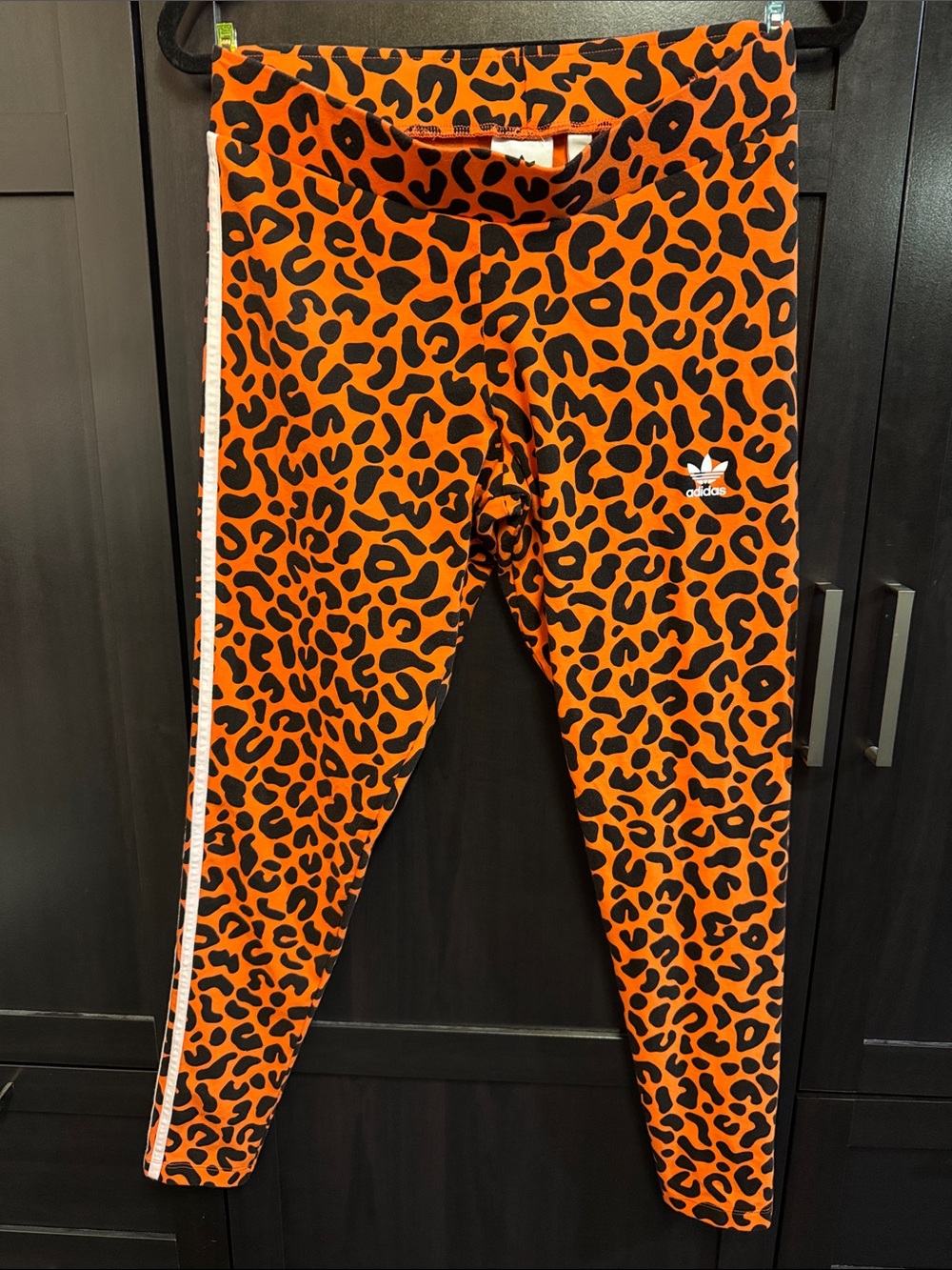 adidas Orange and Black Leopard Print Leggings